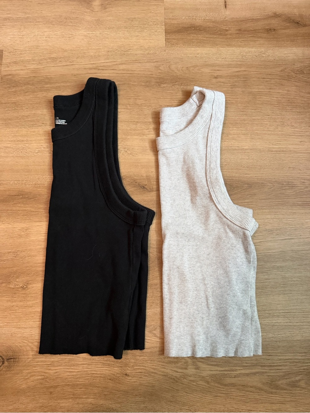 aerie Ribbed Tank Tops - Black & Light Gray